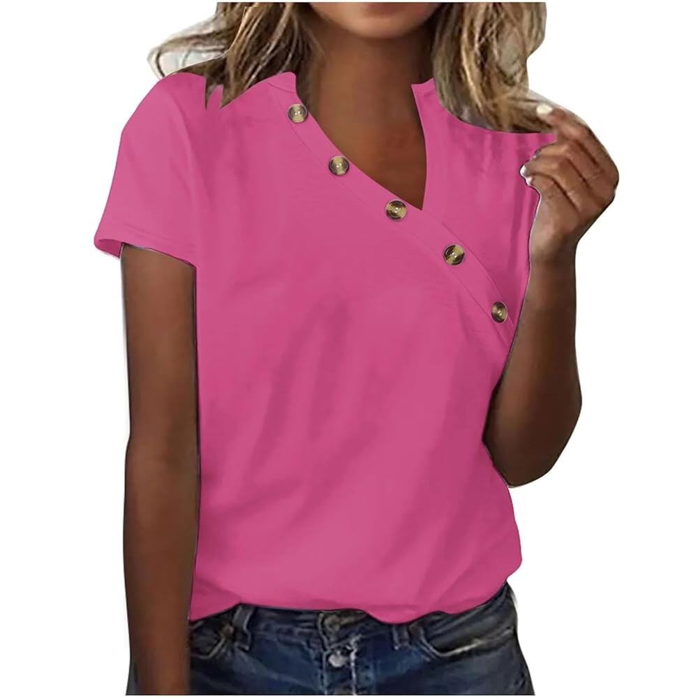 Asymmetrical V-neck pink shirt top size XL
b54